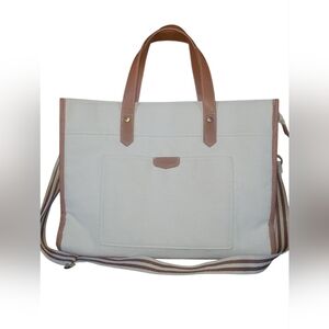 Missnine Laptop Canvas Cream & Tan Work, College Office Tote Bag